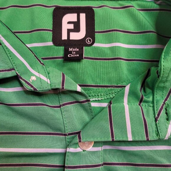 2202 Footjoy Green Stripe Polo Men's Size Large - Picture 2 of 6